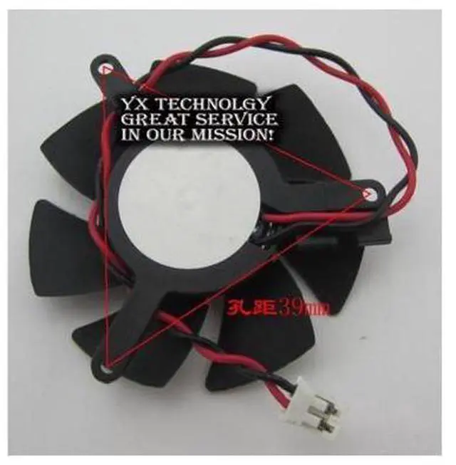 Main image of video card fanNew Graphics card fan 46mm diameter 39mm pitch 2.0 Terminal Cable length 11cm