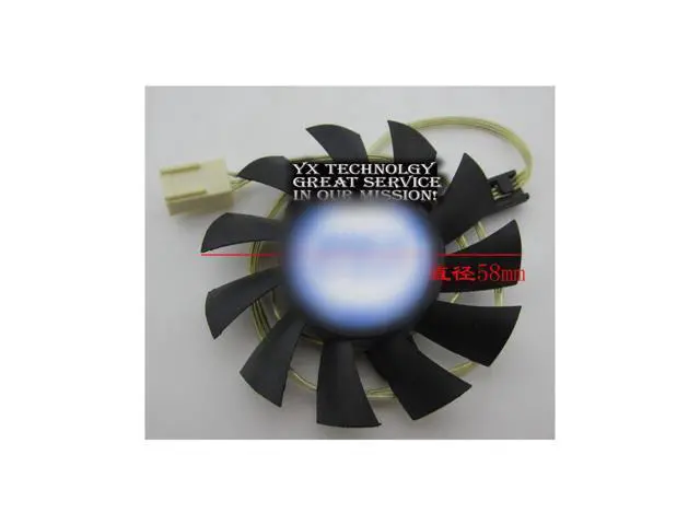 Alt view image 2 of 2 - New 6010 Computer graphics radiator silent fan leaves 3-pin motherboard 58mm diameter