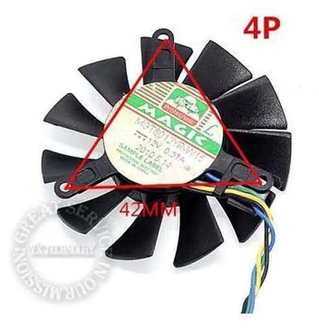 Main image of video card fanNew MGT6012LR MGT6012XR MGT60YR 42*42*42mm Pitch 4P graphics card fan 12V 0.23A 55mm diameter