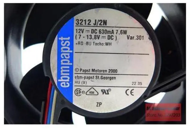 Alt view image 6 of 6 - ebm papst 3212 J\/2N 9238mm DC 12V 7.6W server cooling fan cooling fan