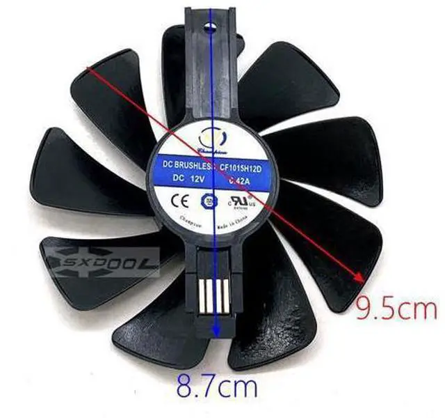 Alt view image 3 of 6 - For Sapphire RX 580 RX570 RX480 RX470 Platinum / Ultra Platinum / Overseas Version CF1015H12D Fan