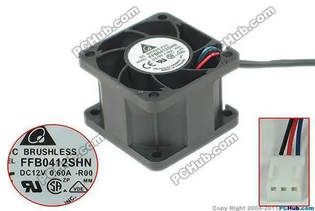 Main image of Delta Electronics FFB0412SHN -R00 DC 12V 0.60A 40x40x28mm 3-wire Server Cooling Fan