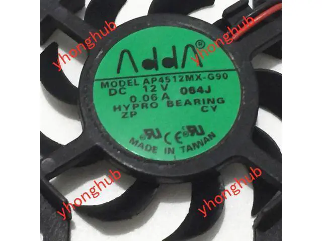 Alt view image 3 of 4 - ADDA AP4512MX-G90 DC 12V 0.06A 45x45x8mm 2 wire Server Cooling Fan