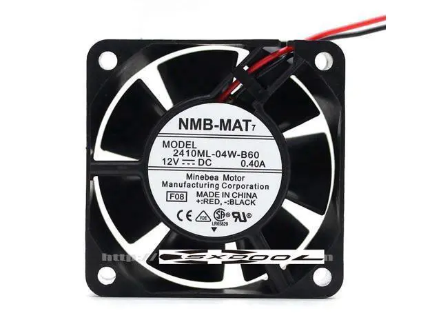 Alt view image 2 of 7 - Original NMB 2410ML-04W-B60 6025 12V 0.40A 6CM Dual Balls bearing 2 Wires 2 Pins case Fan