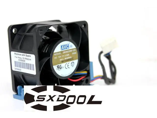 Main image of AVC 60x38mm 2B06038B12G 12V 2.20A DL180G6 P4300 G2 519199-001 530748-001 4 Wires 4 Pins Server Fan With blue Bracket