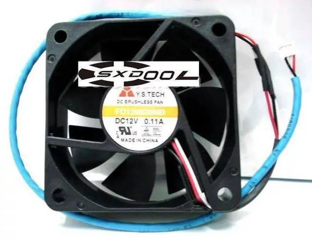 Main image of Original Y.S.TECH FD1260020MB 6CM 6020 Dual Balls bearing DC12V 0.11A DC Fan with 3 Wires 3 Pins Connector