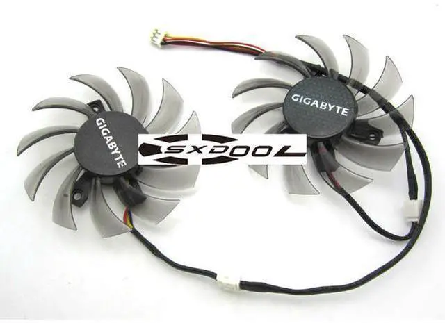 Main image of 1 pair 75mm For GIGABYTE GT240 430 440 630 730 Graphics card cooling fan PLD08010S12H Blue