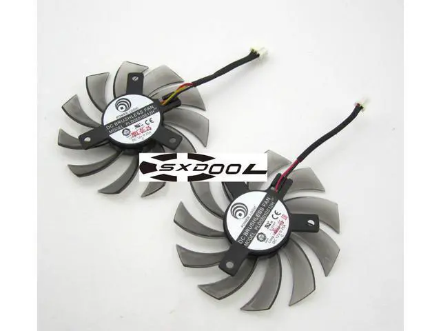 Alt view image 2 of 3 - 1 pair 75mm For GIGABYTE GT240 430 440 630 730 Graphics card cooling fan PLD08010S12H Blue