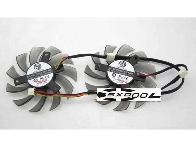 Alt view image 3 of 3 - 1 pair 75mm For GIGABYTE GT240 430 440 630 730 Graphics card cooling fan PLD08010S12H Blue
