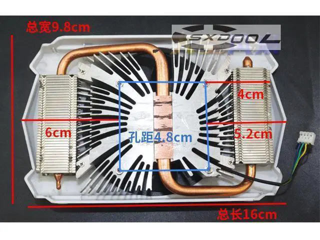 Alt view image 4 of 4 - For MSI GTX 950 58*58mm 48*48mm hole pitch XY-D09015S graphics card radiator & fan (48mm)