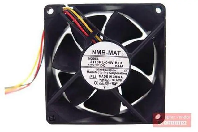 Alt view image 3 of 4 - NMB-MAT NMB 3110RL-04W-B79 12V 0.44A 80*80*25 3 wire ball bearing cooling fan
