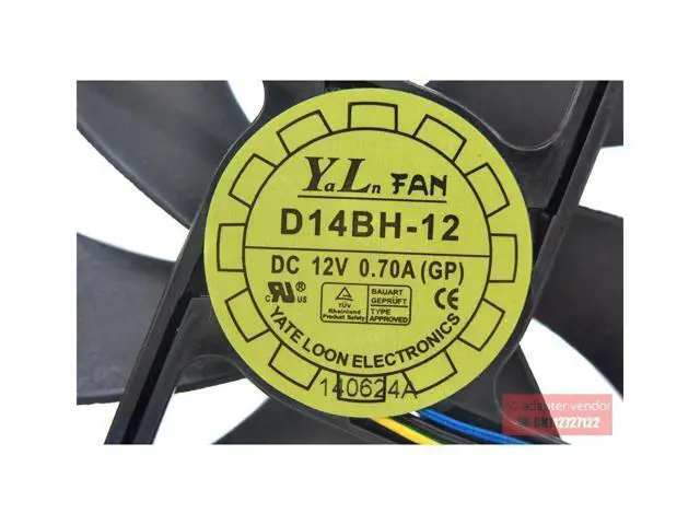 Alt view image 5 of 6 - new YATE LOON D14BH-12 14025 14CM Double ball bearing 12V 0.70A 4 wire PWM cooling fan