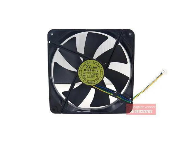 Alt view image 4 of 6 - new YATE LOON D14BH-12 14025 14CM Double ball bearing 12V 0.70A 4 wire PWM cooling fan
