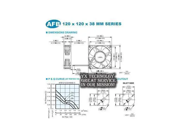 Alt view image 5 of 5 - Delta Original 120*120*38MM AFB1212ME-FOO 12038 0.4A dual ball bearing mute chassis cooling fan for