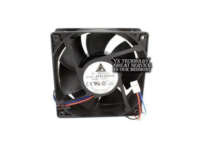 Alt view image 3 of 4 - New AFB1248VHE 12038 12cm 48V 0.27A 3 wire dual ball bearing cooling fan for Delta 120*120*38mm