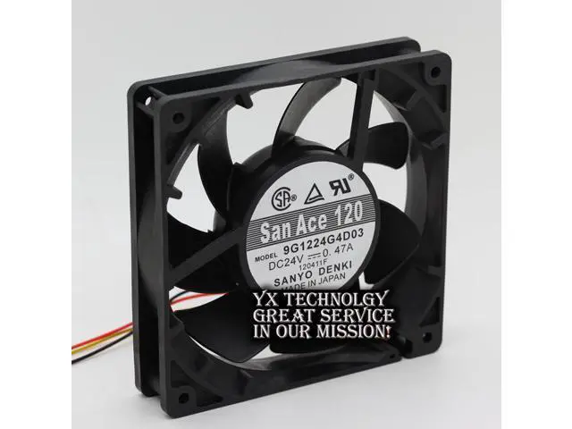 Alt view image 2 of 6 - 120*120*25mm 3-wire 9G1224G4D03 12025 12CM 24V 0.47A cooling fan