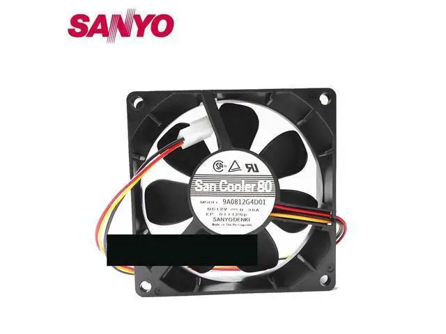 Alt view image 3 of 3 - Cooling fan For 9A0812G4D01 DC 12V 0.38A 3-wire 80mm 80x80x25mm