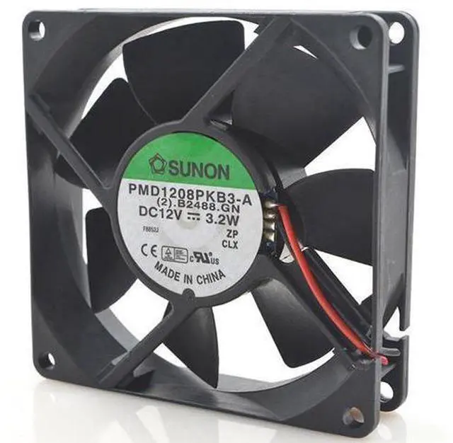 Alt view image 3 of 3 - 2pcs PMD1208PKB3-A 8025 12V 3.2W 8CM dual ball bearing cooling fan 80*80*25mm