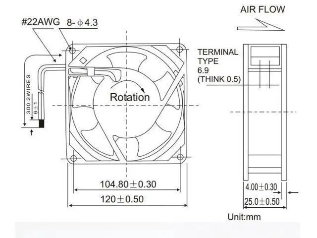 Alt view image 4 of 5 - Original ADDA AD12012DB257000 12cm ATX silence cooling fan