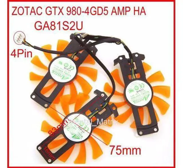 Main image of 3pcs/lot GA81S2U 12V 0.38A 4Wire 4Pin VGA Fan For ZOTAC GTX 980-4GD5 AMP HA Graphics Card Cooler Cooling Fan