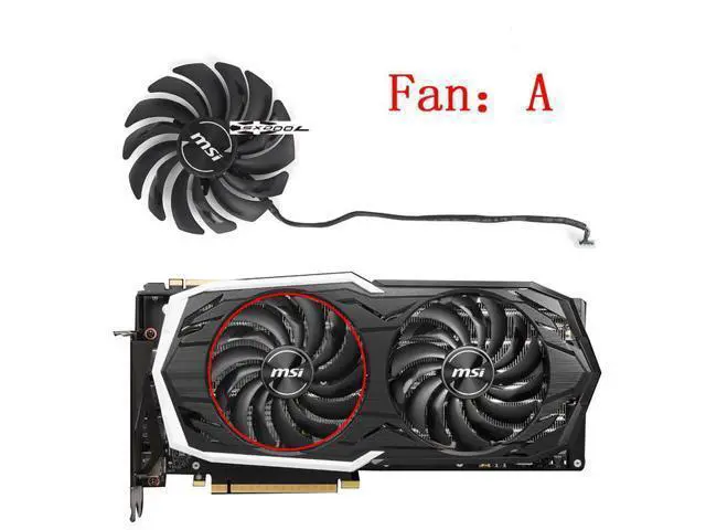 Alt view image 2 of 4 - For MSI GeForce RTX 2070 SUPER ARMOR OC Graphics Card Fan PLD10010B12HH DC12V 95mm