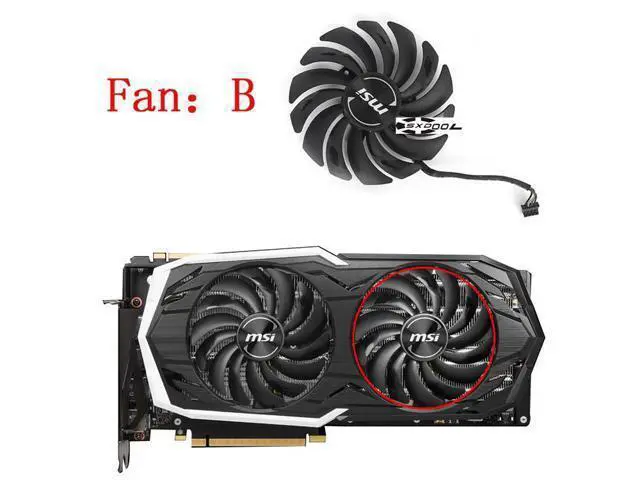 Alt view image 3 of 4 - For MSI GeForce RTX 2070 SUPER ARMOR OC Graphics Card Fan PLD10010B12HH DC12V 95mm