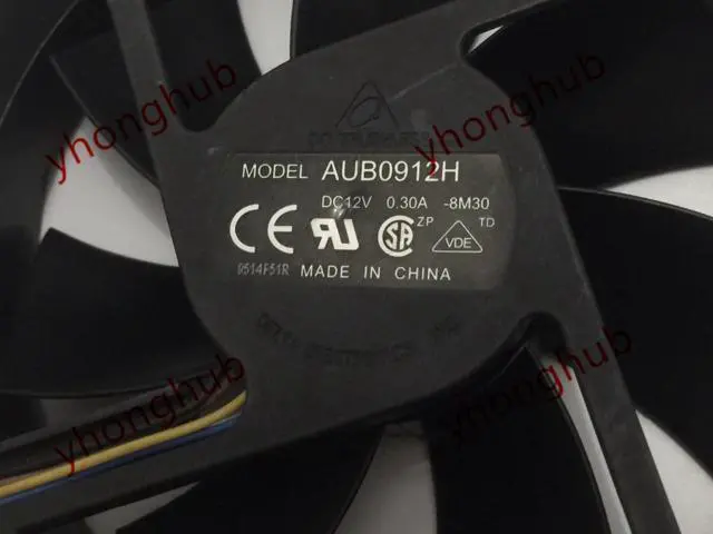 Alt view image 3 of 4 - Delta AUB0912H 8M30 Server Cooling Fan DC 12V 0.30A 90x90x25mm
