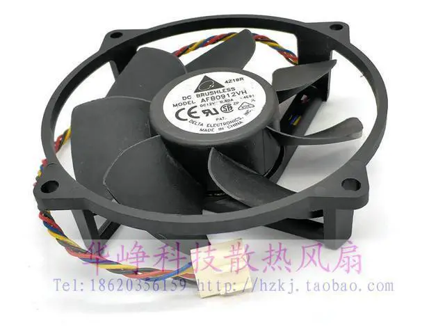 Alt view image 2 of 3 - Delta Electronics AFB0912VH -4E91 DC 12V 0.60A 95X95X25mm 4-wire Server Cooling Fan