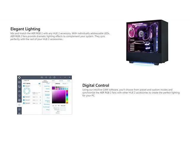 Alt view image 6 of 7 - HF-28120-B1 AER RGB 2 120mm RGB LED NZXT Fluid Dynamic Bearing PWM Fan for Hue 2 ,Cooling fan