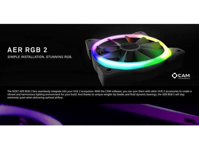 Alt view image 7 of 7 - HF-28120-B1 AER RGB 2 120mm RGB LED NZXT Fluid Dynamic Bearing PWM Fan for Hue 2 ,Cooling fan
