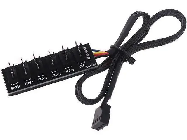 Alt view image 2 of 6 - Milue PWM Fan Hub PC Fan Splitter 6 Way Sleeved Power Supply Cable Adapter Internal Motherboard Fan Power Extension Cable Cord Pwm Fan Hub Splitter