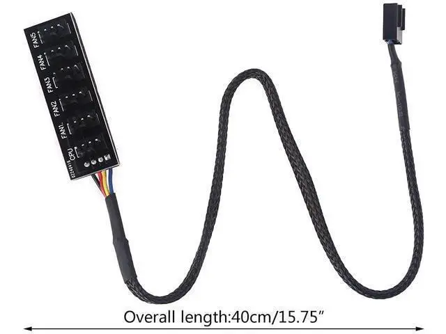 Alt view image 3 of 6 - Milue PWM Fan Hub PC Fan Splitter 6 Way Sleeved Power Supply Cable Adapter Internal Motherboard Fan Power Extension Cable Cord Pwm Fan Hub Splitter