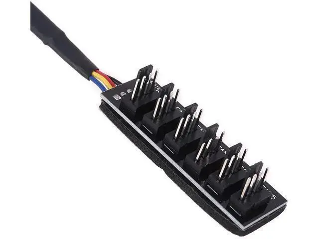 Alt view image 6 of 6 - Milue PWM Fan Hub PC Fan Splitter 6 Way Sleeved Power Supply Cable Adapter Internal Motherboard Fan Power Extension Cable Cord Pwm Fan Hub Splitter