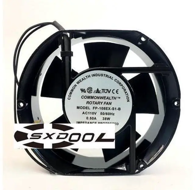 Main image of NEW original COMMONWEALTH ROTARY FAN 172*51mm 17CM FP-108EX-S1-B 110-120V 50/60Hz 0.50A 33W Ball bearing 2 wires Axial AC fan cabinet ups server cooler
