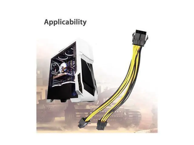 Alt view image 3 of 4 - 10-Pack PCI-E 8Pin to 2X 8 Pin (6+2) Power Splitter Cable for PCIE PCI Express Image Card Y - Splitter Extension Cable 18AWG(40cm/15.74")