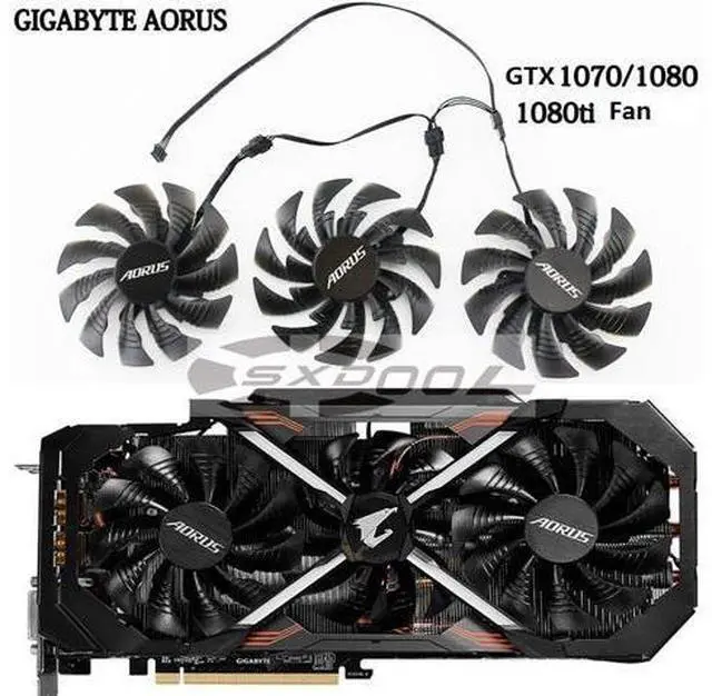 Main image of 95mm For Gigabyte AORUS GTX 1070/1080/1080Ti original graphics fan T129215BU (3 piece per set)