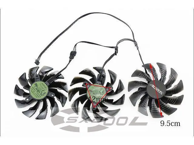 Alt view image 2 of 5 - 95mm For Gigabyte AORUS GTX 1070/1080/1080Ti original graphics fan T129215BU (3 piece per set)