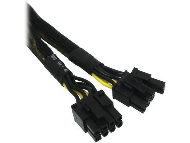 Alt view image 2 of 5 - 16 Gauge 8-Pin Female to Dual 8 Pin (6+2) Male 30.5 cm (12-inch) 16 AWG PCI-E GPU Miner Graphics Video Card VGA Sleeved Braided Woven Extension Power Cable Splitter Black Swan Mining 4/Pack