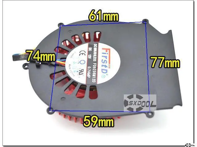 Alt view image 3 of 6 - FirstD FD9238M12D 12V 0.7A VGA fan with black bracket 5 mounting-holes, New ATI turbo graphics card fan PWM ball bearing cooler