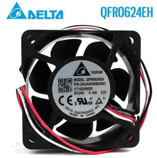 Main image of QFR0624EH Original Delta Fan 6025 24V 0.15A Ball Inverter Waterproof Cooling Fan