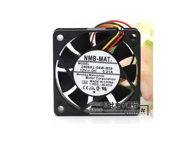 Alt view image 2 of 5 - Good Quality New and original NMB Cooling fan 6CM 12V 0.21A 2406KL-04W-B59 Three-wire Cooling Fan