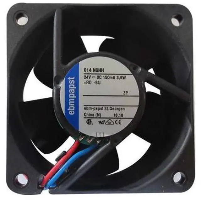 Main image of 614NGHH ebm-papst axial flow fan 60x60x25mm 56m3/h 24V 3.8W 6850rpm