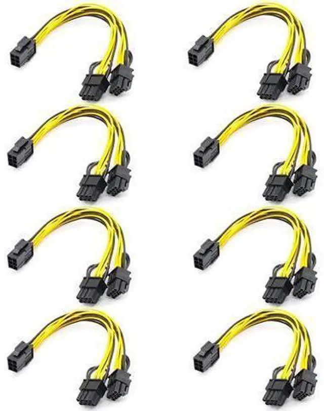Main image of Graphics card 6-pin to dual 8-pin 6+2 pin PCIE adapter cable, of 6-pin to 8-pin PCI-e Express Power GPU video care cable, 9 inch/23 cm (6 pin to dual 8-pin) (8PCS)