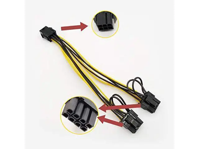 Alt view image 2 of 4 - Graphics card 6-pin to dual 8-pin 6+2 pin PCIE adapter cable, of 6-pin to 8-pin PCI-e Express Power GPU video care cable, 9 inch/23 cm (6 pin to dual 8-pin) (8PCS)