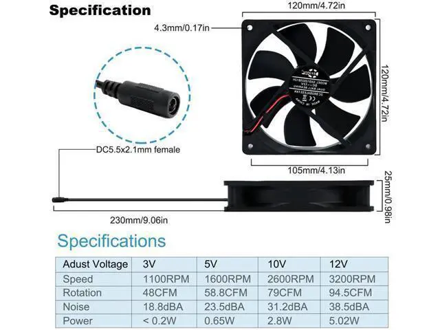Alt view image 7 of 7 - 12cm 120mm High Speed Large Air Flow 110V 220V BTC LTC Mining Machine Workstation Cabinet Graphics Card Rack Cooler Cooling Fan