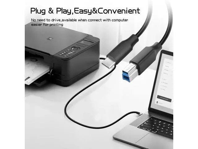 Alt view image 2 of 6 - 3FT USB 3.0 Type C Male to USB B Male Cable for Printers, External Hard Drives, Scanners & Docking Stations