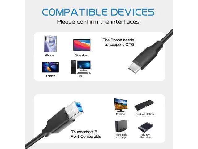 Alt view image 5 of 6 - 3FT USB 3.0 Type C Male to USB B Male Cable for Printers, External Hard Drives, Scanners & Docking Stations