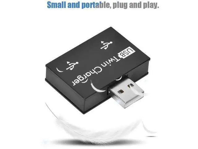Alt view image 3 of 7 - Black Mini USB 2.0 Splitter Hub, Male to Dual 2-Port USB Charging Adapter Converter, Portable Twin USB Port Expander for Phones, Laptops and Power Banks
