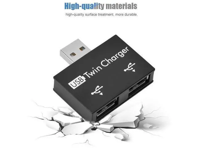 Alt view image 5 of 7 - Black Mini USB 2.0 Splitter Hub, Male to Dual 2-Port USB Charging Adapter Converter, Portable Twin USB Port Expander for Phones, Laptops and Power Banks