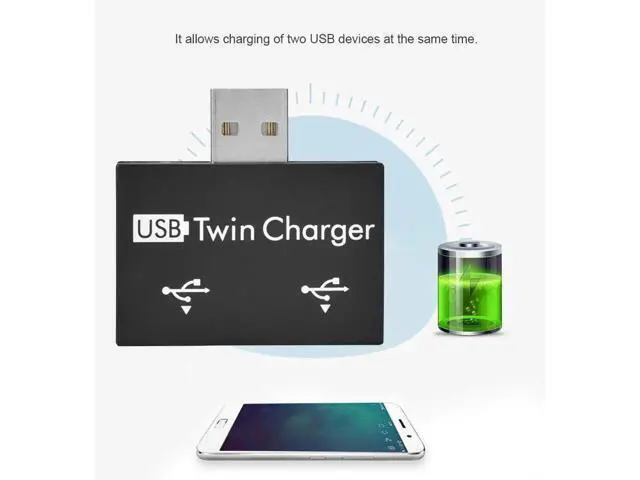 Alt view image 6 of 7 - Black Mini USB 2.0 Splitter Hub, Male to Dual 2-Port USB Charging Adapter Converter, Portable Twin USB Port Expander for Phones, Laptops and Power Banks